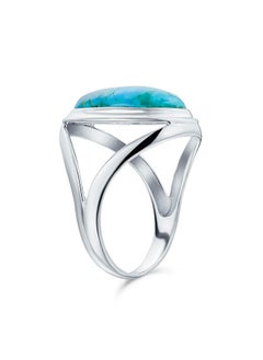 Simple Southwest Boho Style Large Dome Oval Cabochon Gemstone Bezel Set Blue Turquoise Western Statement Ring For Women Split Band .925 Sterling Silver - pzsku/Z5BC067D88A4CDD84C450Z/45/_/1714990376/ba922dad-9855-4be0-81d1-17aeed7fbbd4