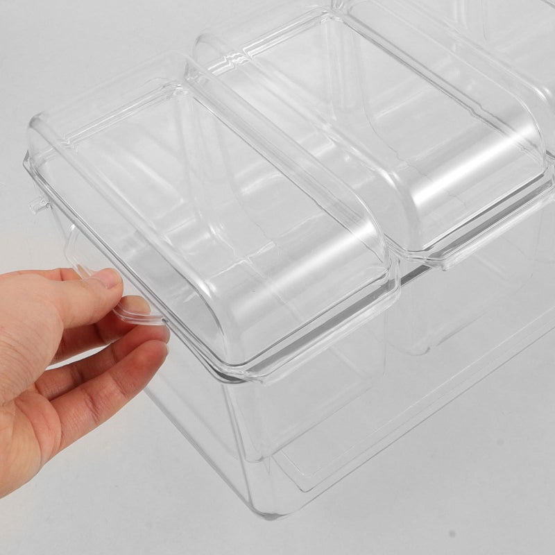 4 Compartment Fruit Salad Tray with Lids Detachable Ice Bin Includes 3 Tongs and 3 Forks - Image 4