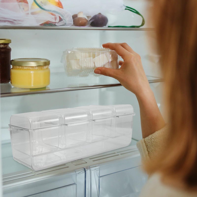 4 Compartment Fruit Salad Tray with Lids Detachable Ice Bin Includes 3 Tongs and 3 Forks - Image 5