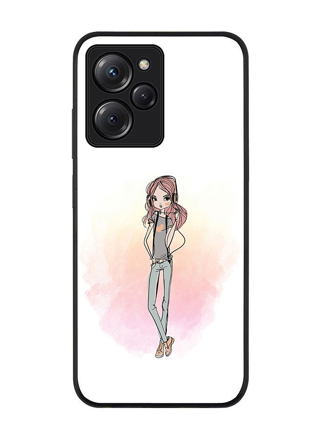 Stylizedd Rugged Black edge case for Poco X5 Pro Slim fit Soft Case Flexible Rubber Edges Anti Drop TPU Gel Thin Cover - Girl Next Door - Image 1