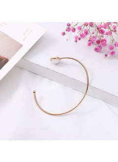 Korean Style Peacock Titanium Steel Bracelet Plated Vintage Simple Fashionable Womens Jewelry Open C Type Wristband Rose gold white beads