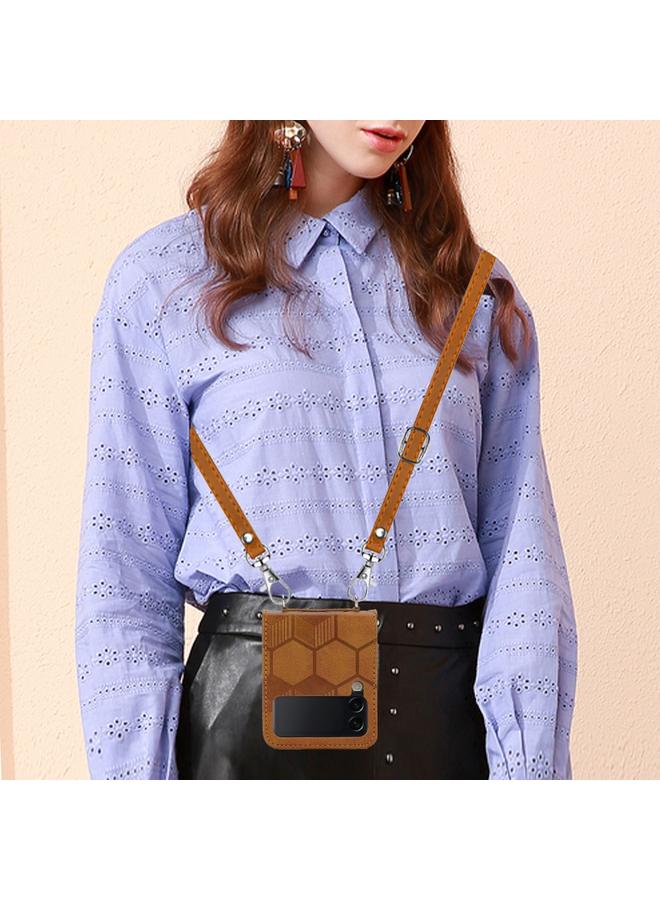 اس-توب جراب هاتف جلدي بتصميم كرة قدم لهاتف Samsung Galaxy Z Flip3 5G Crossbody - Image 5