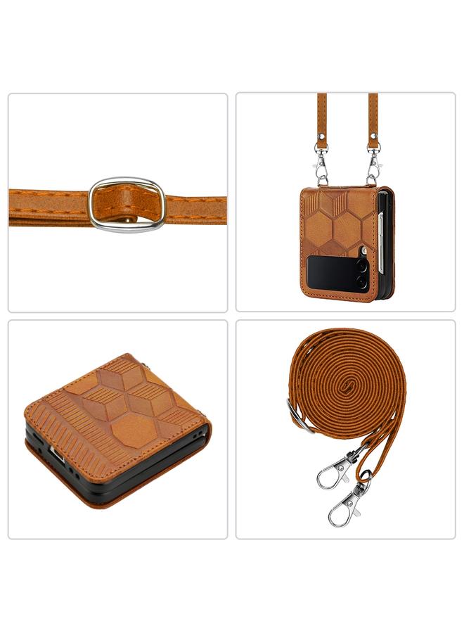 اس-توب جراب هاتف جلدي بتصميم كرة قدم لهاتف Samsung Galaxy Z Flip3 5G Crossbody - Image 3