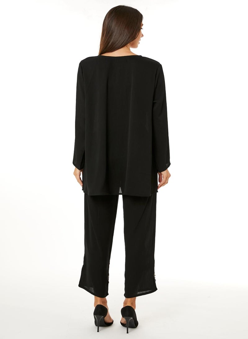 Moistreet Black Zoom Top and Pants Set - Image 4