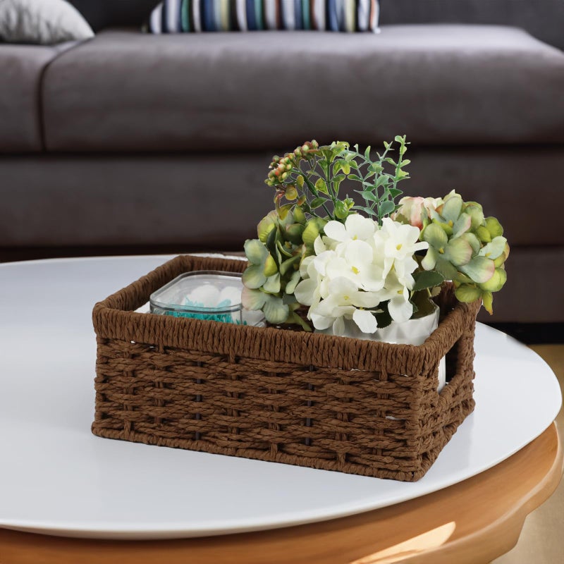 ORDELITE Wicker Baskets, Baskets for Organizing, Rattan Woven Basket for Storage, Organizer Bins with Built-in Handles, Storage Basket for Shelves (Paper Rope, Small) - Image 4