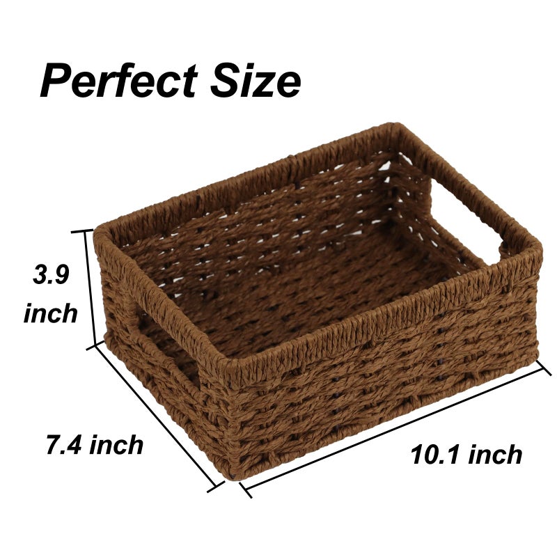 ORDELITE Wicker Baskets, Baskets for Organizing, Rattan Woven Basket for Storage, Organizer Bins with Built-in Handles, Storage Basket for Shelves (Paper Rope, Small) - Image 3