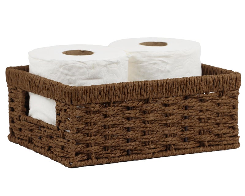 ORDELITE Wicker Baskets, Baskets for Organizing, Rattan Woven Basket for Storage, Organizer Bins with Built-in Handles, Storage Basket for Shelves (Paper Rope, Small) - Image 1