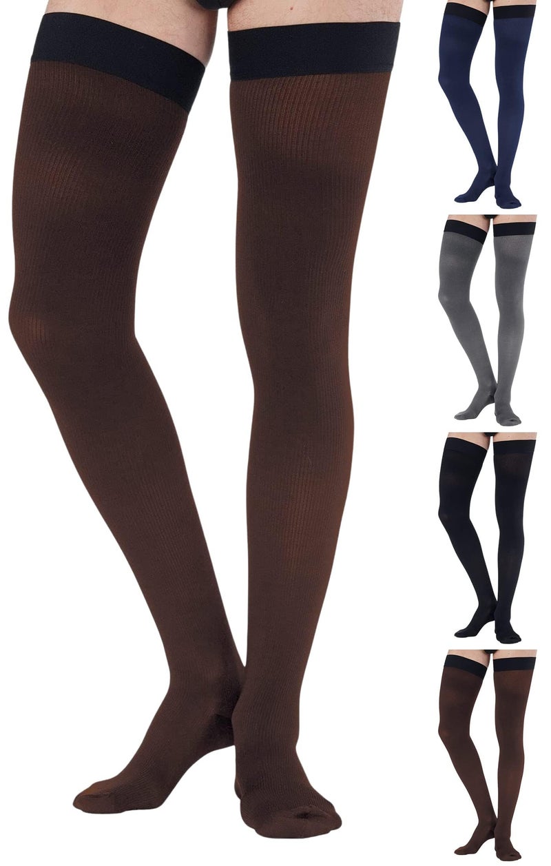 ABSOLUTE SUPPORT Thigh High Compression Socks For Men 20-30 Mmhg - Full Length Compression Support Over Knee Stockings - Black  3X-Large - Image 1