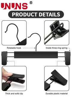 UNUNS 15 Pack Pants Hangers Clothes Hangers with 360 ° Swivel Hooks, Adjustable Non-Slip Clips, Durable and Sturdy Plastic Hanger for Pants, Skirts, Clothes  - Image 3