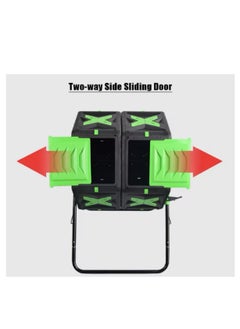 BLUE CORAL Garden Waste Compost Tumbler Composting Machine Plastic Steel Dual Chambers Rotary Compost Bin Fertilizer Maker (Black/Green, 140L)  - Image 5