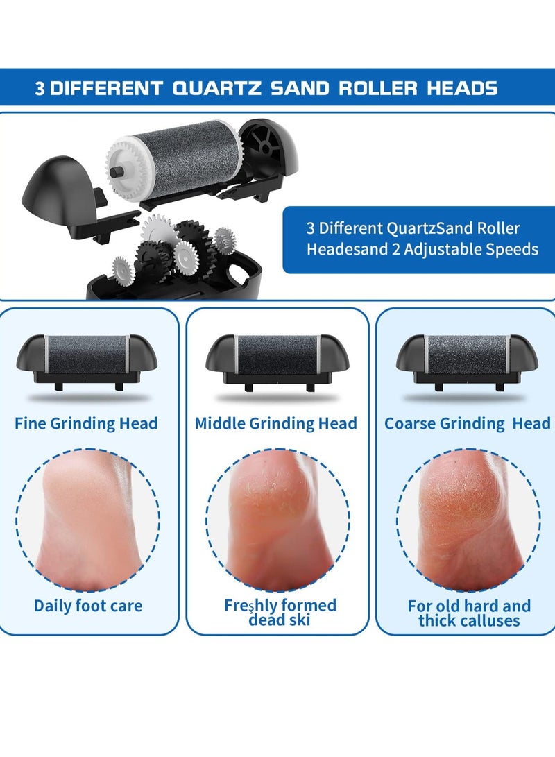 General Electric Foot Callus Remover, Rechargeable Portable Electronic Foot File Pedicure Kits, Waterproof Foot Scrubber File, Professional Pedicure Tools, Foot Care for Dead Skin Ideal Gift, 3 Rollers  - Image 4