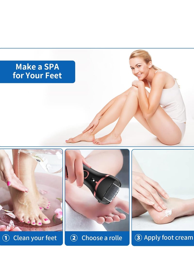 General Electric Foot Callus Remover, Rechargeable Portable Electronic Foot File Pedicure Kits, Waterproof Foot Scrubber File, Professional Pedicure Tools, Foot Care for Dead Skin Ideal Gift, 3 Rollers  - Image 5