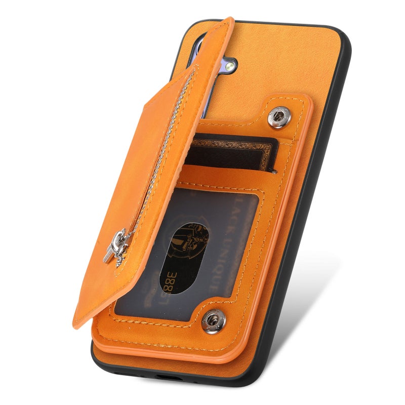 HuHa Protective Cover For Sony Xperia 1 VI Retro MagSafe Zipper Wallet Card Bag Back Phone Case(Yellow) - Image 3