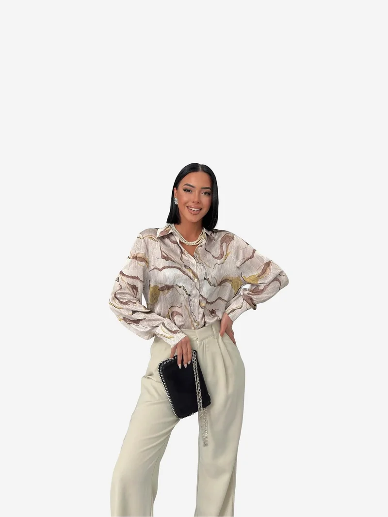 ماي فاشن MY FASHION Abstract Print Button-Up Shirt