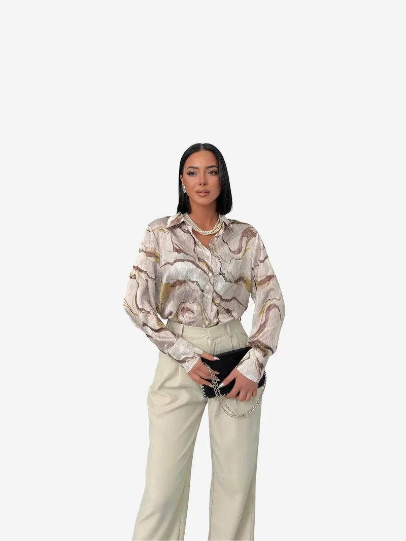 ماي فاشن MY FASHION Abstract Print Button-Up Shirt