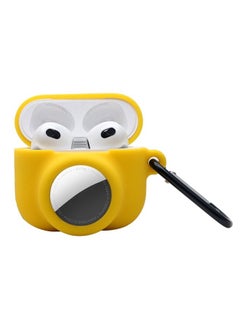 Case Cover 2 in 1 Shockproof Full Coverage Silicone Protective Case For AirPods 3 / AirTag Yellow