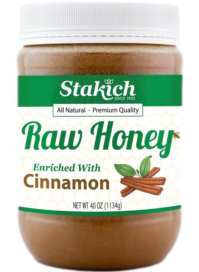 Stakich Cinnamon Enriched Raw Honey - Pure, Unprocessed, Unheated - 40 Ounce - Image 1