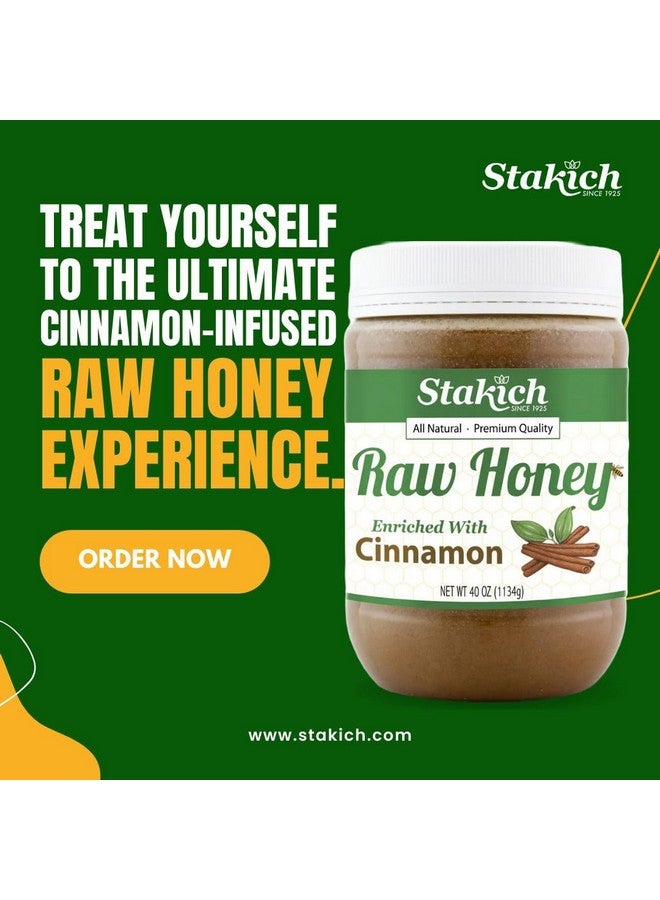 Stakich Cinnamon Enriched Raw Honey - Pure, Unprocessed, Unheated - 40 Ounce - Image 4