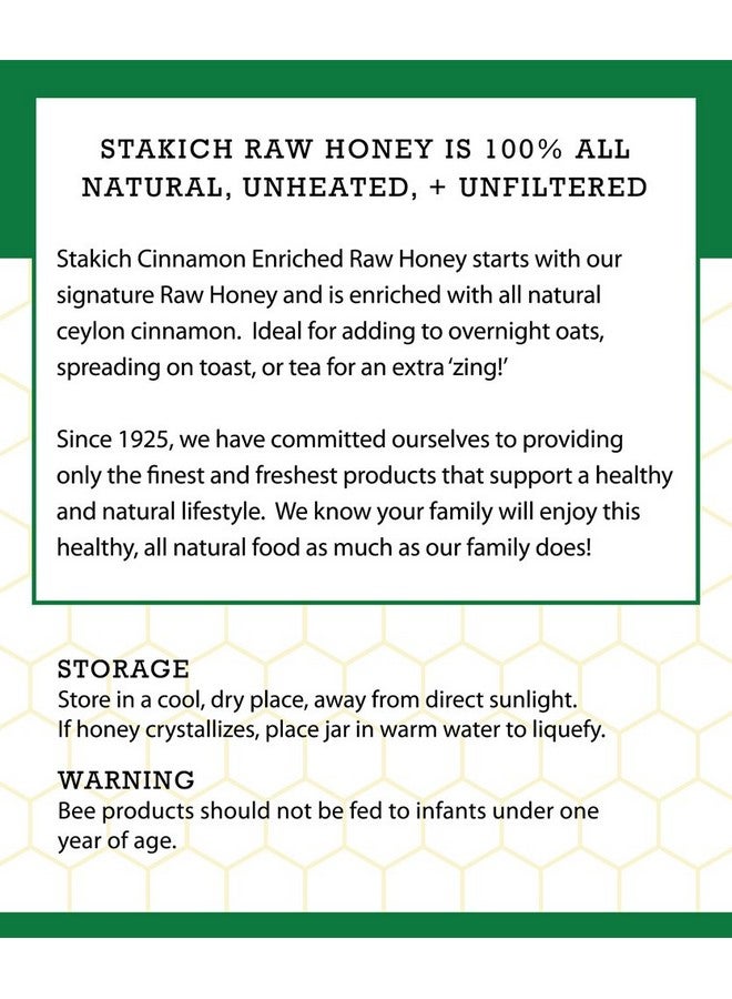 Stakich Cinnamon Enriched Raw Honey - Pure, Unprocessed, Unheated - 40 Ounce - Image 3