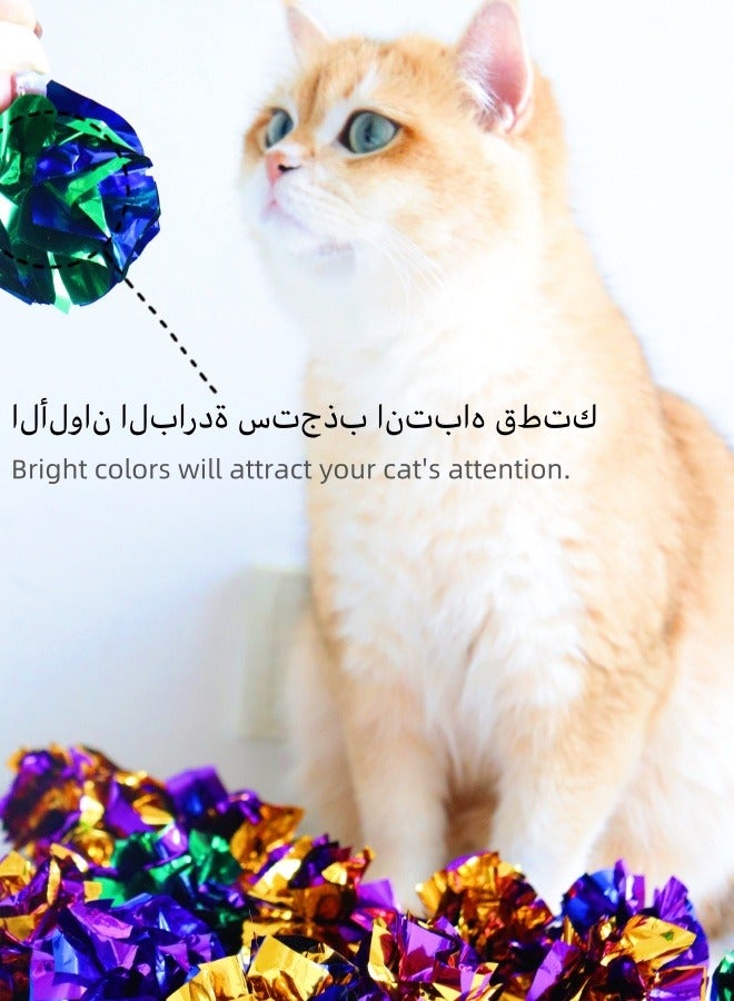 5-Pack Metallic Crinkle Balls for Cats - Irresistible Interactive Kitten Toys with Sparkle & Bounce! (Durable Fun!)Cat Crinkle Ball Toys - Shiny Bouncy Balls for Kittens, Long-Lasting Interactive Play - Image 2