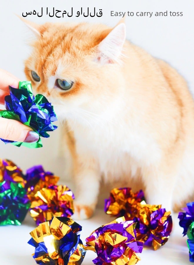 5-Pack Metallic Crinkle Balls for Cats - Irresistible Interactive Kitten Toys with Sparkle & Bounce! (Durable Fun!)Cat Crinkle Ball Toys - Shiny Bouncy Balls for Kittens, Long-Lasting Interactive Play - Image 4