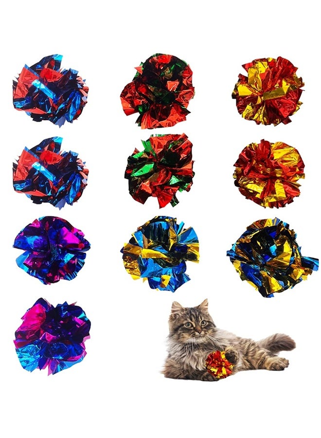 5-Pack Metallic Crinkle Balls for Cats - Irresistible Interactive Kitten Toys with Sparkle & Bounce! (Durable Fun!)Cat Crinkle Ball Toys - Shiny Bouncy Balls for Kittens, Long-Lasting Interactive Play - Image 1