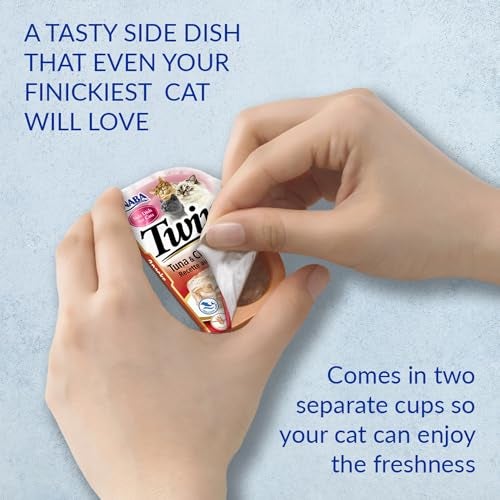 INABA Twins for Cats, Grain-Free Shredded Chicken & Broth Gelée Side Dish/Complement/Topper Cups, 1.23 Ounces per Serving, 14.76 Ounces Total (12 Servings), Tuna & Chicken Recipe - Image 4