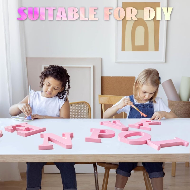 AOCEAN حروف خشبية وردية بطول 8 بوصات غير مكتملة للديكور المنزلي - Image 3