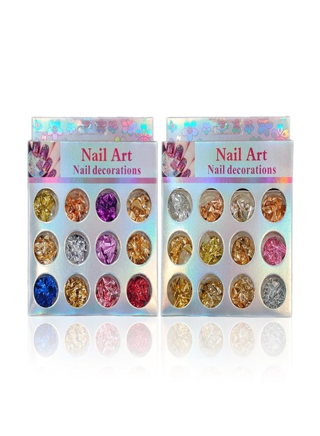 Savni Nail Art Decorations, Crushed Foil Flakes Paper Set, 2 Pack
