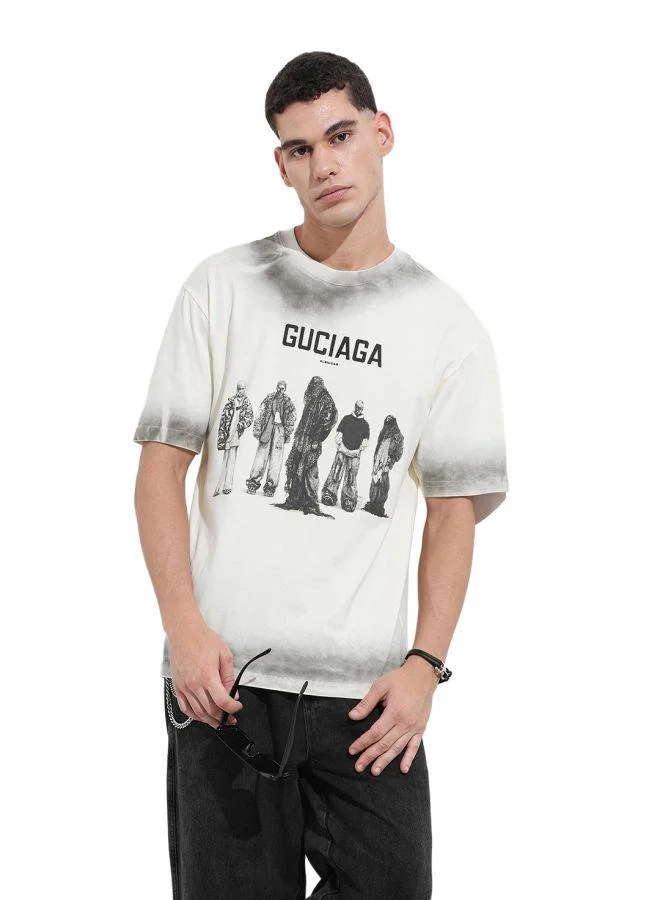 شركة المرآب الهندية Men Relaxed Fit Graphic Printed Crew Neck Half Sleeves T-Shirt