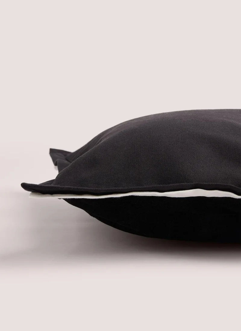 Matalan Black Contrast Edge Velvet Cushion (43cm x 43cm)