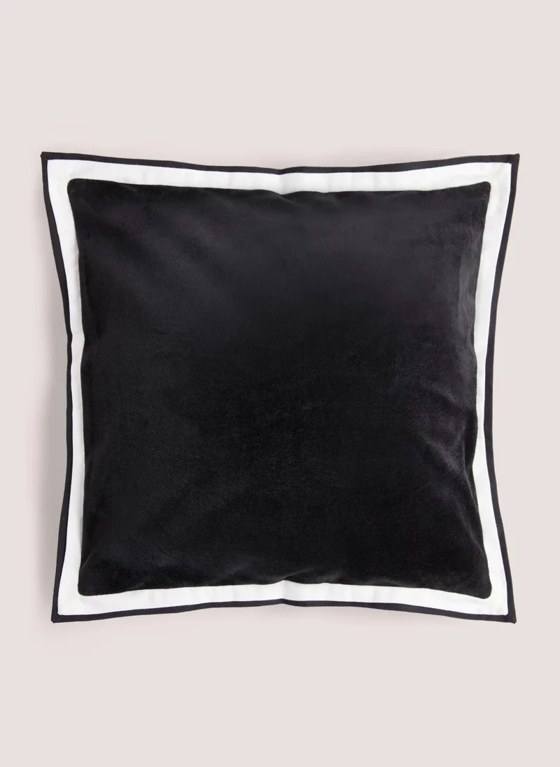 Matalan Black Contrast Edge Velvet Cushion (43cm x 43cm)