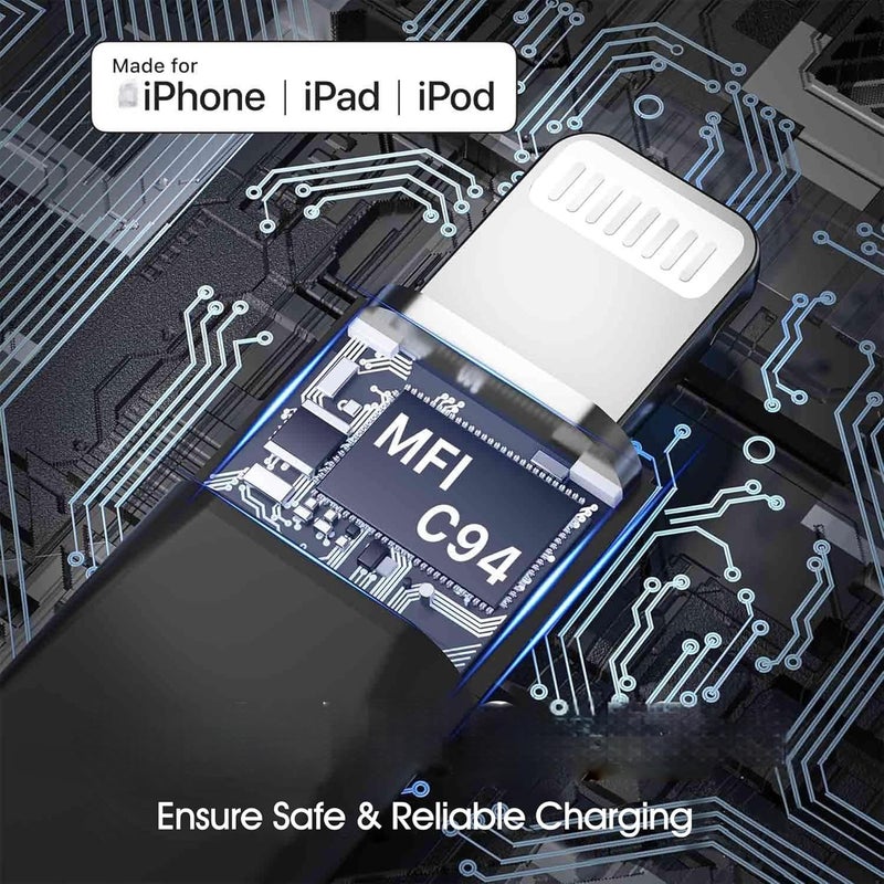 SYOSI Short USB C to iPhone Cable, [MFi Certified] 20W Fast Charger for iPhone 14/13/12 Pro Max/11 Pro/X/XS, AirPods, iPad Pro Air Mini, Not Support DAC and iPhone 15 Series, 5 inch - Image 4