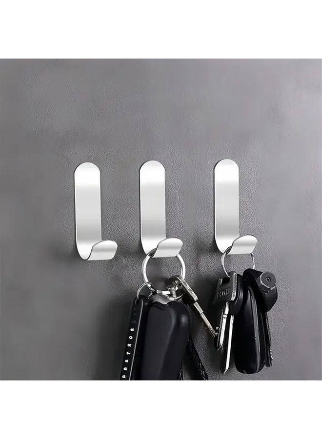 3Pcs Stainless Steel Adhesive Wall Hooks No Drill Waterproof Bathroom Kitchen Towel Hanging - Image 1