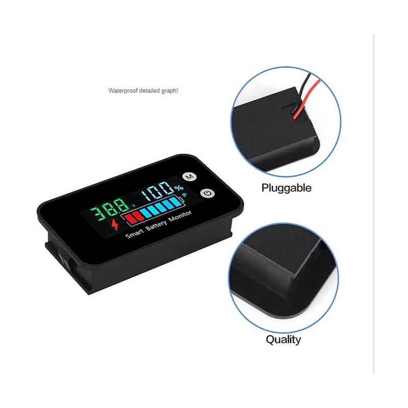 Waterproof Digital Battery Capacitance Tester 7-100V Voltage and Power Display Li-ion Lead Acid Battery Electric Car Motorcycle Battery Monitor Colour Screen (Temperature + Alarm) IPX7 Waterproof - Image 4
