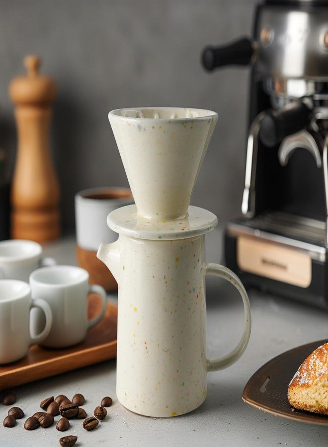 DIF DECO Pour Over Coffee Maker Set,Ceramic Pour Over Coffee Dripper Set with 20 Count Paper Coffee Filters,for Home Café Restaurant Camping,15.8 Ounces(Multi-Color Dot) - Image 1