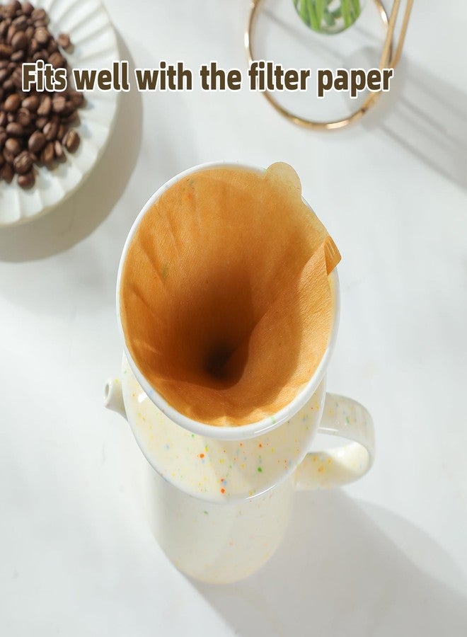 DIF DECO Pour Over Coffee Maker Set,Ceramic Pour Over Coffee Dripper Set with 20 Count Paper Coffee Filters,for Home Café Restaurant Camping,15.8 Ounces(Multi-Color Dot) - Image 3