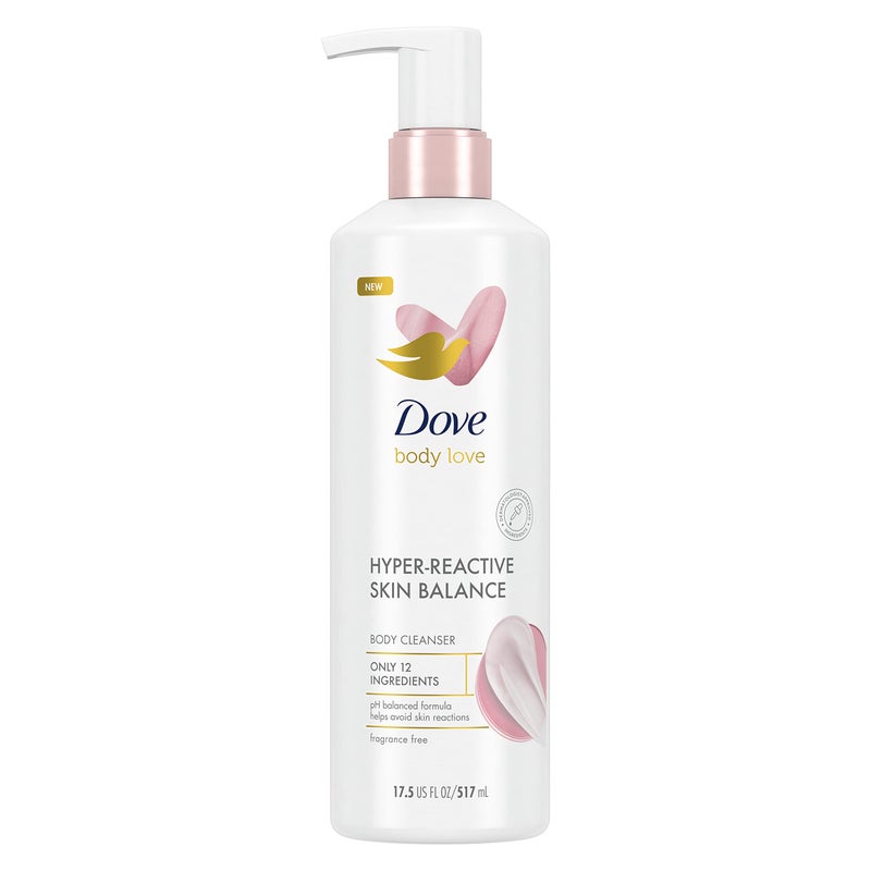 Dove Dove Body Love Body Cleanser Hyper-Reactive Skin Balance for Ultra-Sensitive Reaction-Prone Skin Fragrance Free Body Wash with Only 12 Ingredients 17.5 oz