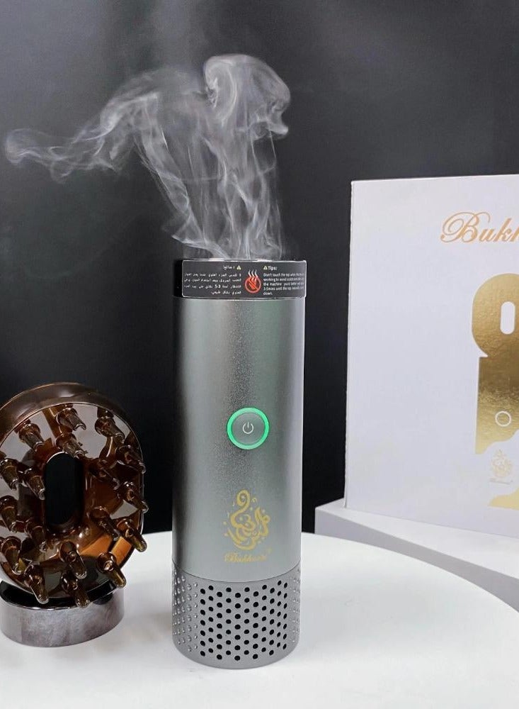 بخون 2 في 1 بخور الشعر مبخرة بخور إلكترونية مبخرة عربية مبخرة خشبية مبخرة مزدوجة - Image 5