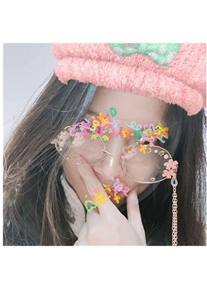 Generic Pendant Glasses, Eyeglass Chains, Round Kawaii Glasses, With Kawaii Chain Accessories, Outfits Cosplay Sakura Flower Circle, Cute Eyeglasses, for Women Girl  - Image 5