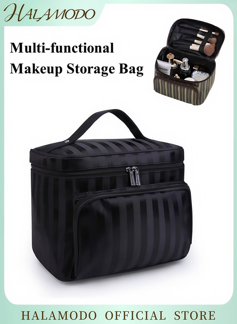 هالامودو حقيبة مكياج متعددة الوظائف تصميم مقاوم للماء ومتينة تصميم داخلي مقسم خفيف الوزن وسهل الحمل يتضمن مرآة صغيرة مثالية لتخزين مستحضرات التجميل - Image 1