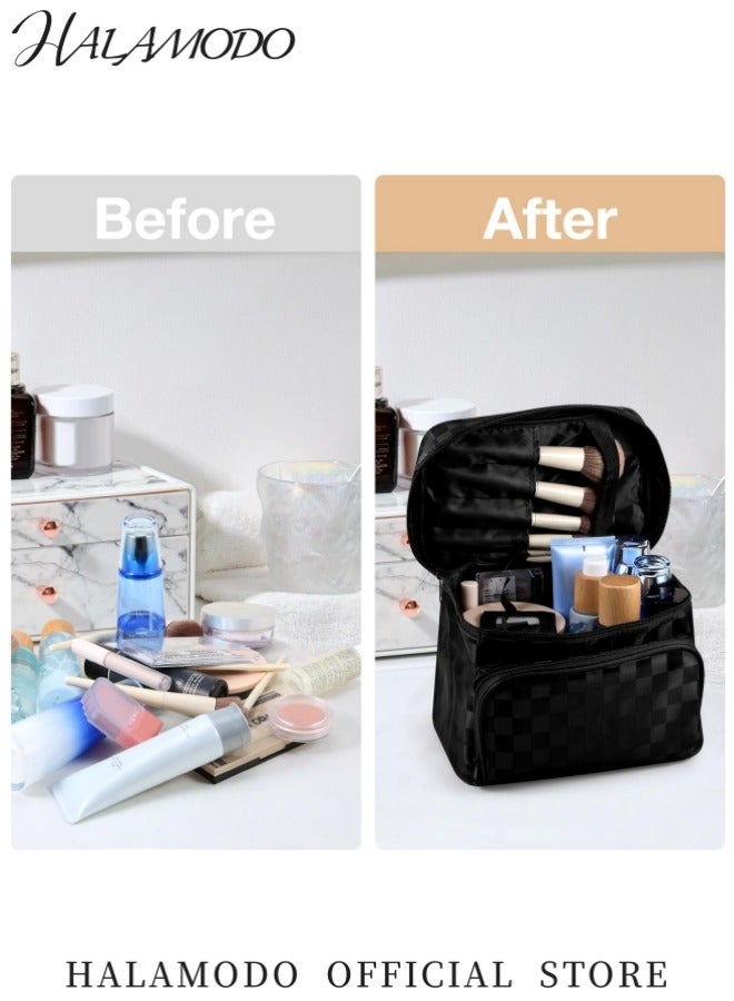 هالامودو حقيبة مكياج متعددة الوظائف تصميم مقاوم للماء ومتينة تصميم داخلي مقسم خفيف الوزن وسهل الحمل يتضمن مرآة صغيرة مثالية لتخزين مستحضرات التجميل - Image 3