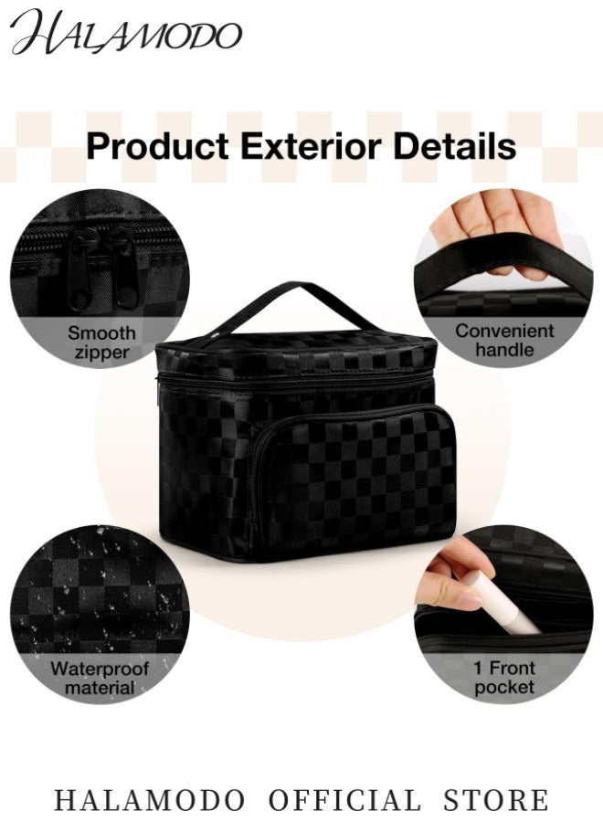 هالامودو حقيبة مكياج متعددة الوظائف تصميم مقاوم للماء ومتينة تصميم داخلي مقسم خفيف الوزن وسهل الحمل يتضمن مرآة صغيرة مثالية لتخزين مستحضرات التجميل - Image 5