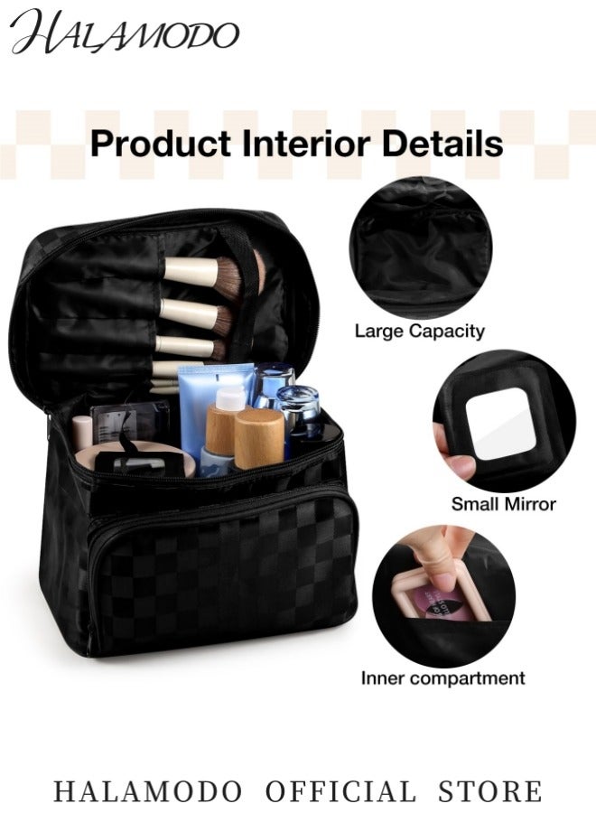 هالامودو حقيبة مكياج متعددة الوظائف تصميم مقاوم للماء ومتينة تصميم داخلي مقسم خفيف الوزن وسهل الحمل يتضمن مرآة صغيرة مثالية لتخزين مستحضرات التجميل - Image 4