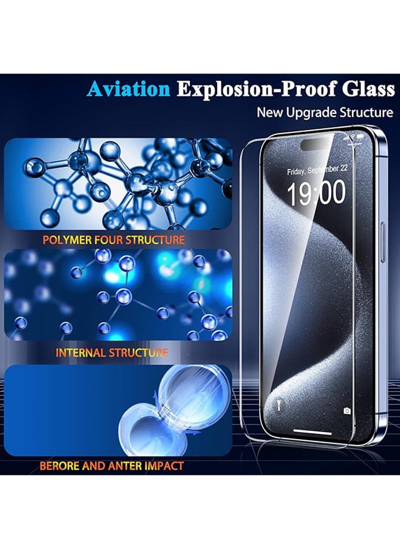 Generic 3 Pcs iPhone 16 Pro Screen Protector,HD Clear Scratch Resistant, Anti-Fingerprint,Bubble Free,9H Tempered Glass Film for iPhone 16 Pro (Clear)  - Image 2