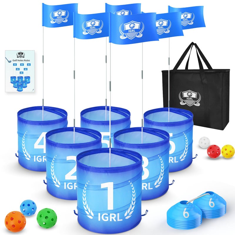 IGRL Golf Yard Game 6 Holes Backyard Golf Games for Adults Golf Chipping Game Set with Balls Carry Bag Flag Obstacles Outdoor Indoor Golf Gifts for Men Lawn Beach Camping Park Hotel - Image 2
