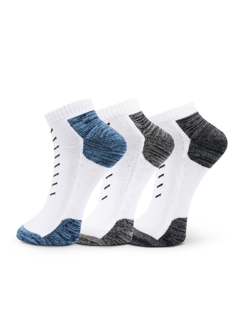 White Leaf 3 pairs of men's short terry socks – breathable, moisture-wicking, non-slip – white | Suitable for all seasons, casual workwear, one size fits all - Image 1