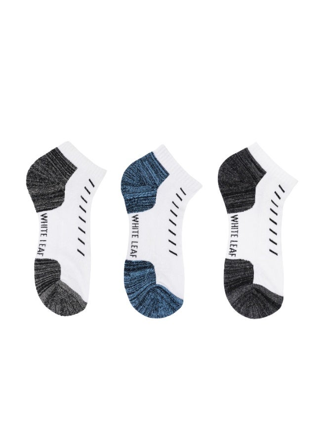 White Leaf 3 pairs of men's short terry socks – breathable, moisture-wicking, non-slip – white | Suitable for all seasons, casual workwear, one size fits all - Image 5