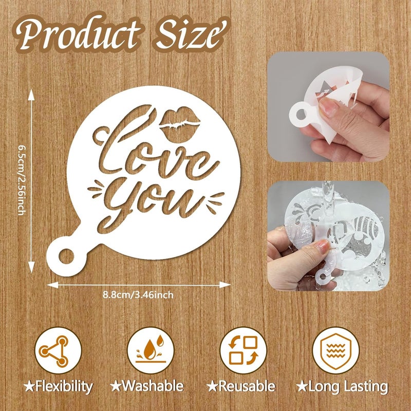 Konsait قوالب كعكة البسكويت بمناسبة عيد الأم من كونسايت 30 قطعة، قوالب زينة قابلة لإعادة الاستخدام لعيد الأب، أدوات تشكيل البسكويت، أدوات الرسم، قوالب لتزيين القهوة والشوكولاتة الساخنة - Image 2