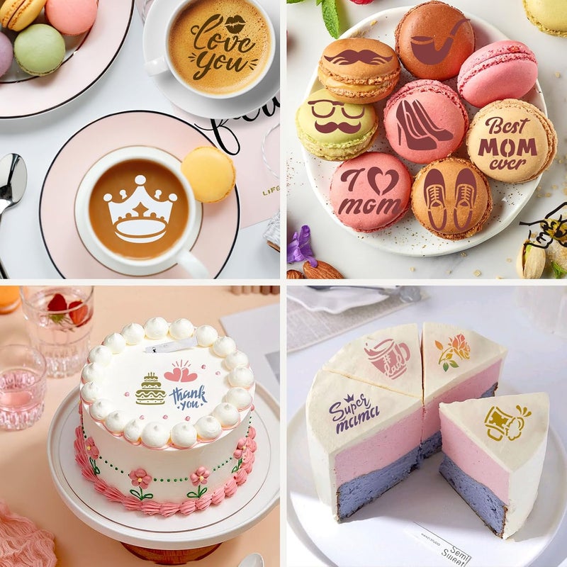 Konsait قوالب كعكة البسكويت بمناسبة عيد الأم من كونسايت 30 قطعة، قوالب زينة قابلة لإعادة الاستخدام لعيد الأب، أدوات تشكيل البسكويت، أدوات الرسم، قوالب لتزيين القهوة والشوكولاتة الساخنة - Image 5